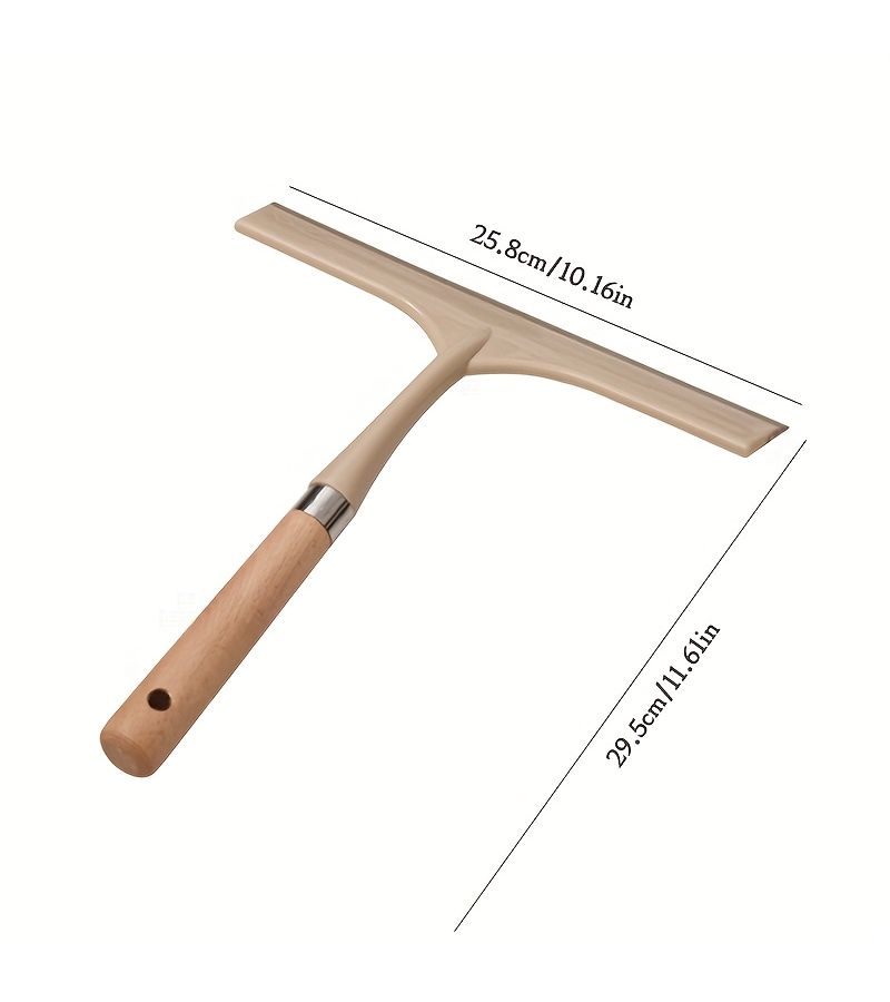 Glass Cleaner Squeegee With Wooden Handle Window Scraper Tool For Shower Door Bathroom Kitchen Multi Surface Water Removal Home Cleaning Supplies Durable Non Scratch Model L - Image 1