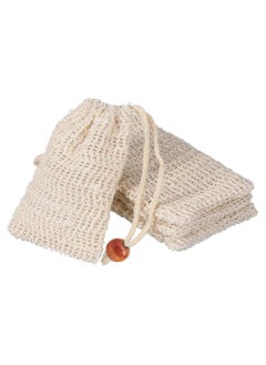 Oasisgalore 4 Pcs Exfoliating Sisal Soap Saver Pouch Natural Drawstring Bags for Bath and Shower  - Image 1