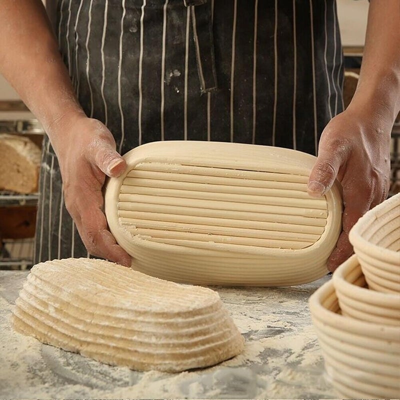 Dimpola Banneton Bread Proofing Basket Banneton Basket Set Sourdough Proofing Basket Round Proofing Bowls Handmade Rattan Baskets and Liners (Oval 10 inch set of 2) - Image 5