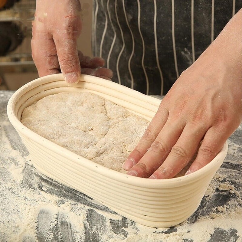 Dimpola Banneton Bread Proofing Basket Banneton Basket Set Sourdough Proofing Basket Round Proofing Bowls Handmade Rattan Baskets and Liners (Oval 10 inch set of 2) - Image 3