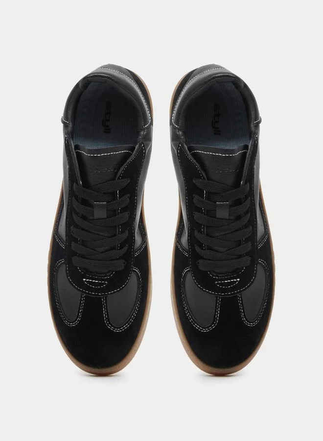 Styli Faux Suede Gum Sole Lace Up Sneakers
