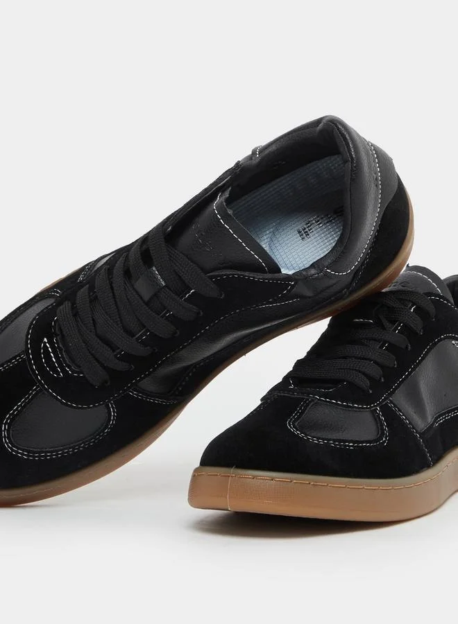 Styli Faux Suede Gum Sole Lace Up Sneakers