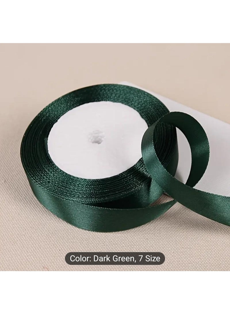 KRONFOL 3 set 1.3 cm  25 m (each one) Christmas Dark Green Satin Ribbon Luxe -Like Ribbon for Tree Decor, Gift Wrapping & Festive DIY Bows - Image 2
