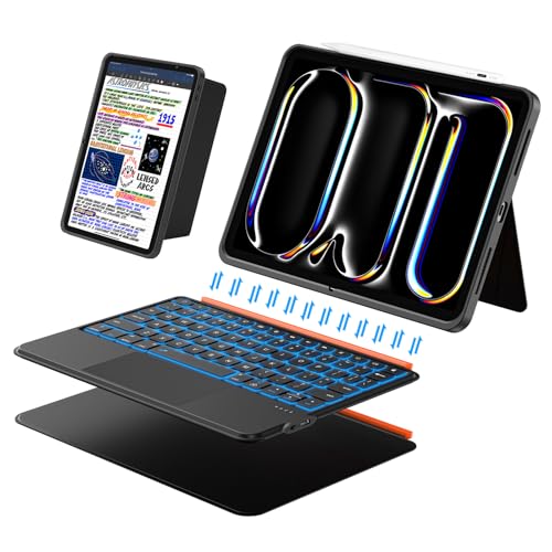 DANCESOUL iPad Pro 11 inch Case with Keyboard (M5 M4 2025 2024),Magnetic Detachable Magic Keyboard, Multi-Touch Trackpad,7-Color Backlit, Landscape/Portrait,160° Adjustable Stand for iPad Pro 11 5th Gen (Black) - Image 1