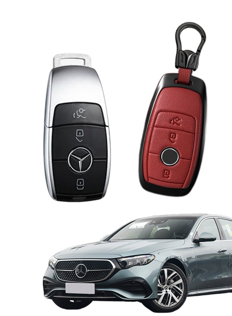 Cowhide key cover, suitable for Mercedes-Benz, the first layer of cowhide, the original car mold, restore the original texture of the key, protect the key from falling - Image 1