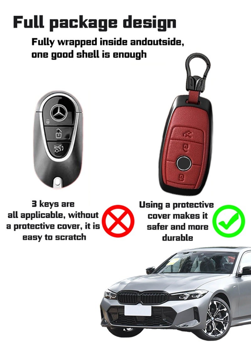 Cowhide key cover, suitable for Mercedes-Benz, the first layer of cowhide, the original car mold, restore the original texture of the key, protect the key from falling - Image 4