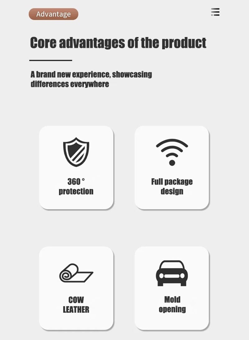 Cowhide key cover, suitable for Mercedes-Benz, the first layer of cowhide, the original car mold, restore the original texture of the key, protect the key from falling - Image 5