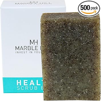 Marble Hill Marble Hill Health Scrub Bar Tea Tree Oil Soap AntiFungal Antibacterial for Sweat Rash Ring worm Body Odour Yeast Smell Exfoliating Natural Cleanser Acne Athletes Foot Healthy Feet Skin Nails 100g  - Image 1