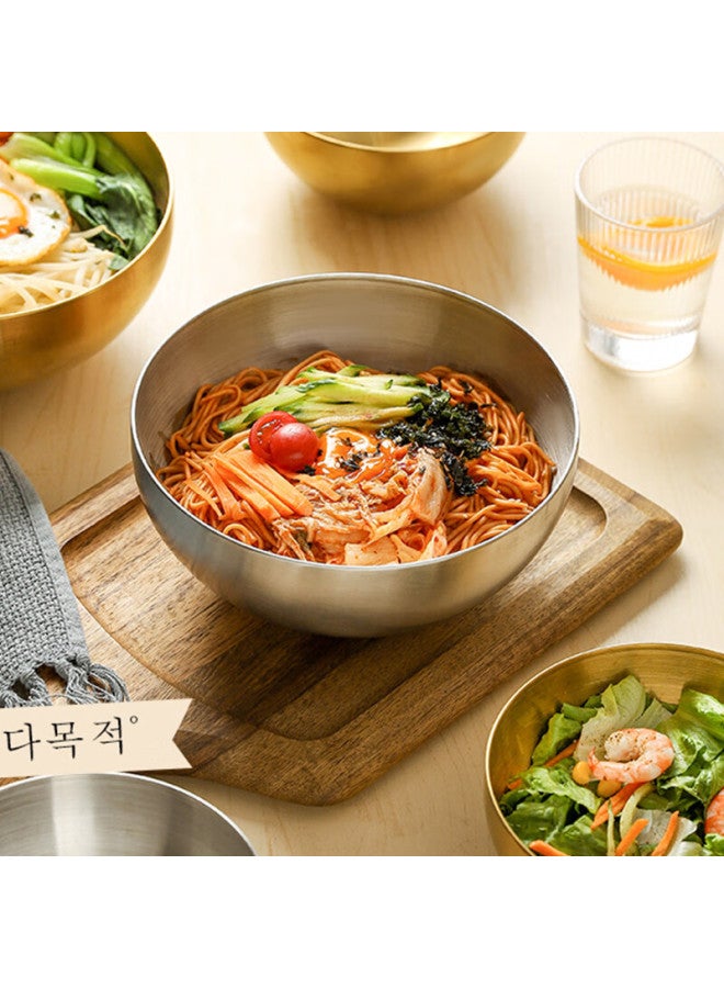 All-round Quanshi Korean Cold Noodle Bowl, 20cm Stainless Steel Large Bowl, Soup Bowl, Noodle Bowl, Korean Bibimbap Bowl, Tableware, Gold-plated - Image 5