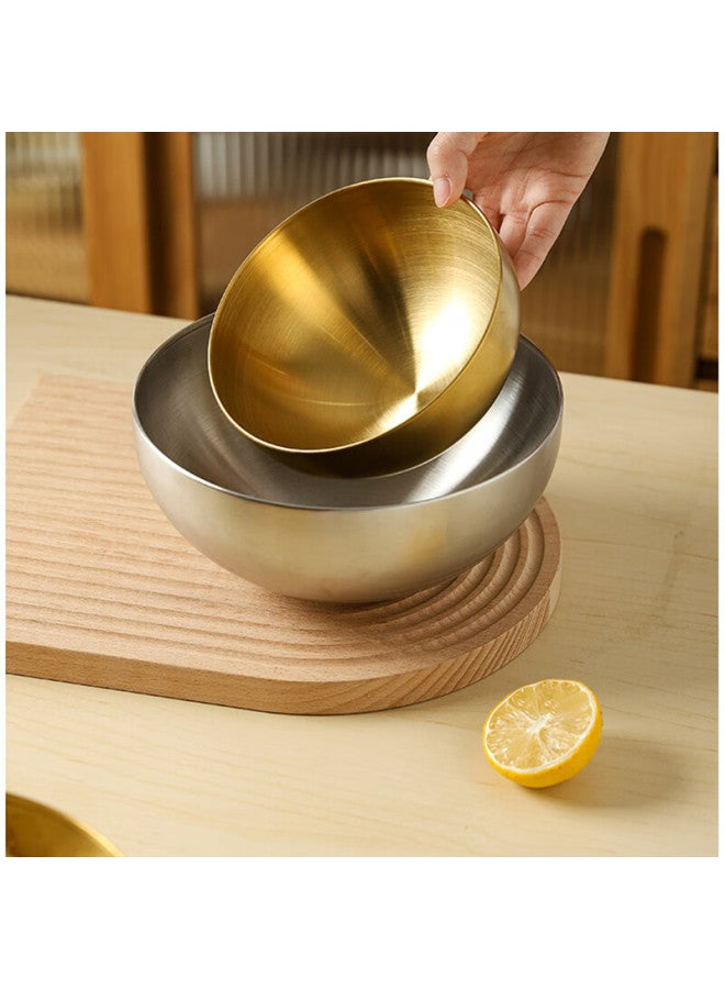 All-round Quanshi Korean Cold Noodle Bowl, 20cm Stainless Steel Large Bowl, Soup Bowl, Noodle Bowl, Korean Bibimbap Bowl, Tableware, Gold-plated - Image 3