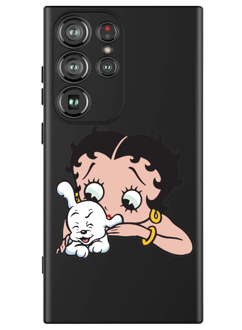 Theodor Protective Slim Fit Case Liquid Silicone Cover with Full Body Protection Anti-Scratch Shockproof Case For Samsung Galaxy S24 Ultra (Black) - Betty Boop with dog - Image 1