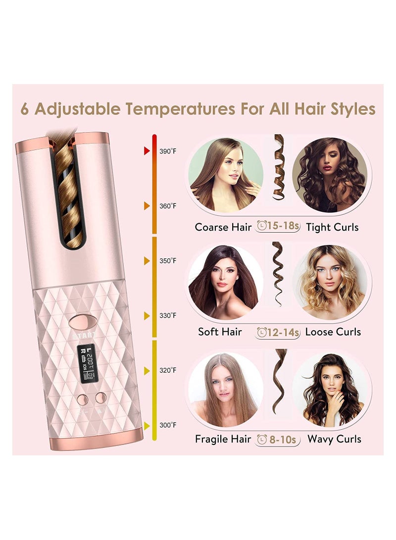 Wireless Curling Iron, Cordless Auto Hair Curler, Portable Rechargeable Silky Curling Barrel Wave Wand, Fast Heating Wireless Auto Curler with Timer Setting and 6 Temperature Adjustable - Image 4