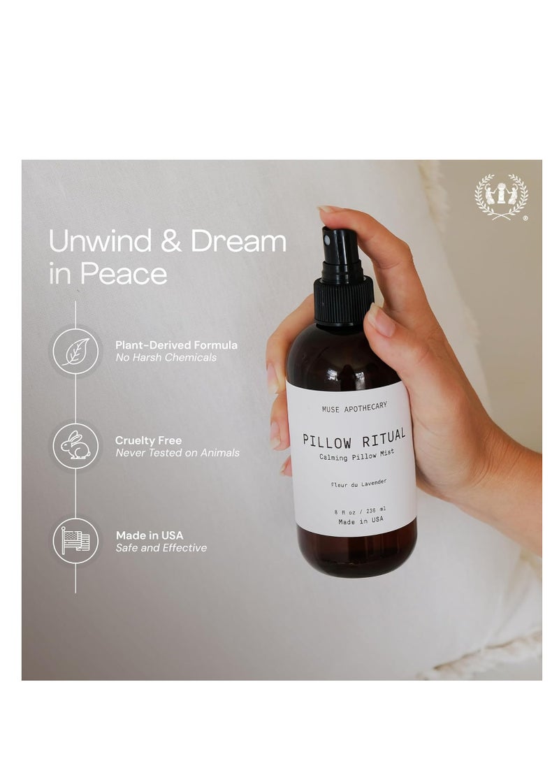 Muse Apothecary - Muse Apothecary Pillow Ritual - Aromatic, Calming and Relaxing Pillow Mist, Linen and Fabric Spray - Infused with Natural Aromatherapy Essential Oils - 8 oz, Fleur du Lavender, 2 Pack - Image 1