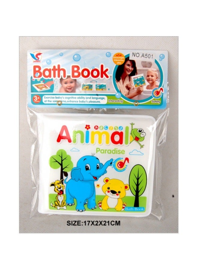 Children's Early Education English EVA Bath Book Baby Tear Waterproof Cloth Book Containing BB Children's Cognitive Toys-Color:Animal Paradise Square  - Image 1