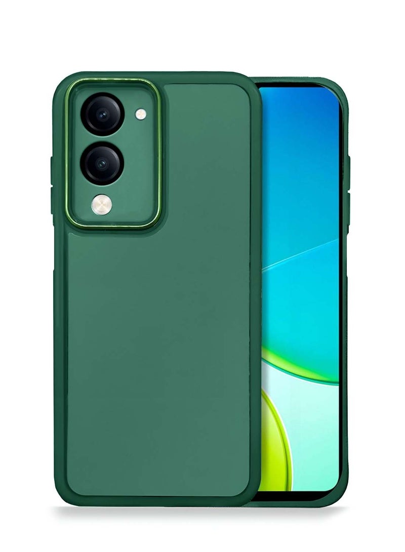 Wtech vivo Y04 4G / vivo Y29s 5G 2025 Soft Transparent TPU Silicone Ultra Thin Phone Stylish Electroplated Camera Border Back Case Cover - Dark Green