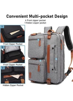 Arabest Laptop Bag Convertible Backpack Bussiness Office Briefcase Shoulder Bag Messenger Bag Computer and Tablet Carrying Case for Men and Women Work School Travel (Nylon Grey)  - Image 2