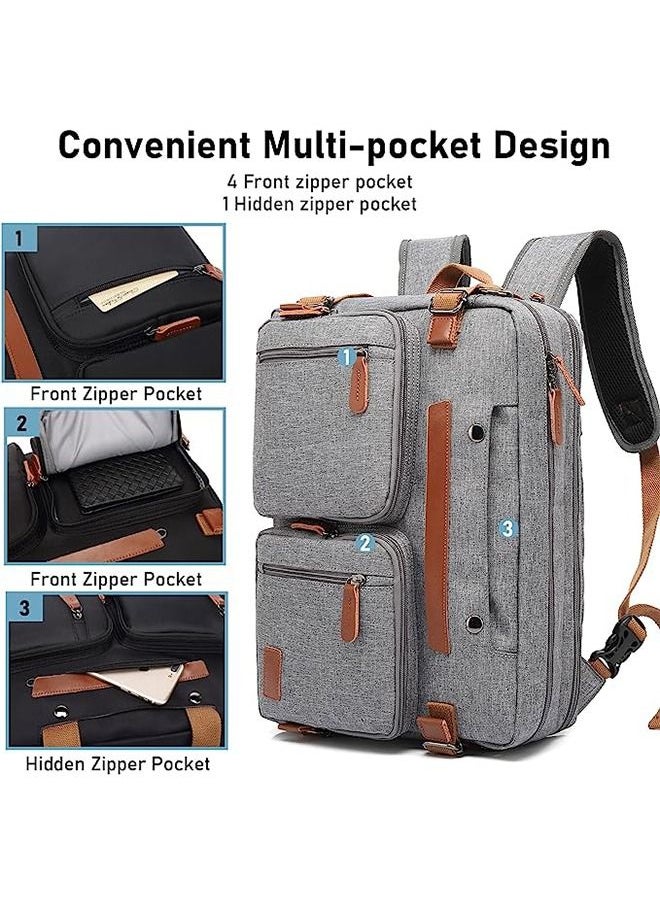 Arabest Laptop Bag Convertible Backpack Bussiness Office Briefcase Shoulder Bag Messenger Bag Computer and Tablet Carrying Case for Men and Women Work School Travel (Nylon Grey)  - Image 2