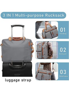 Arabest Laptop Bag Convertible Backpack Bussiness Office Briefcase Shoulder Bag Messenger Bag Computer and Tablet Carrying Case for Men and Women Work School Travel (Nylon Grey)  - Image 5