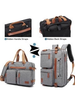 Arabest Laptop Bag Convertible Backpack Bussiness Office Briefcase Shoulder Bag Messenger Bag Computer and Tablet Carrying Case for Men and Women Work School Travel (Nylon Grey)  - Image 3