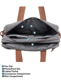 Arabest Laptop Bag Convertible Backpack Bussiness Office Briefcase Shoulder Bag Messenger Bag Computer and Tablet Carrying Case for Men and Women Work School Travel (Nylon Grey)  - Image 4