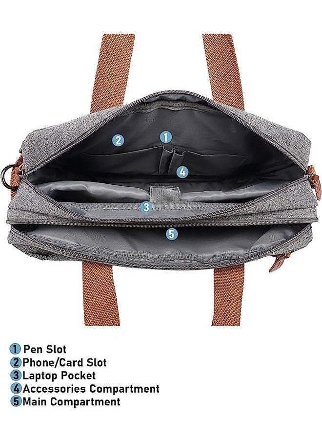 Arabest Laptop Bag Convertible Backpack Bussiness Office Briefcase Shoulder Bag Messenger Bag Computer and Tablet Carrying Case for Men and Women Work School Travel (Nylon Grey)  - Image 4