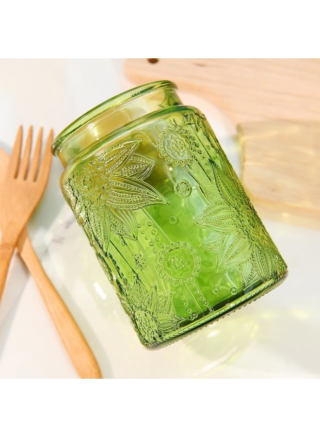 Custde Glass Storage Jars With Airtight Lid, 23.7oz Canister For Kitchen Counter with Bamboo Lid, brown sugar, candy, coffee, cookie, salt, tea,pantry cute Jar (Green, 23.7 fl oz) - Image 3