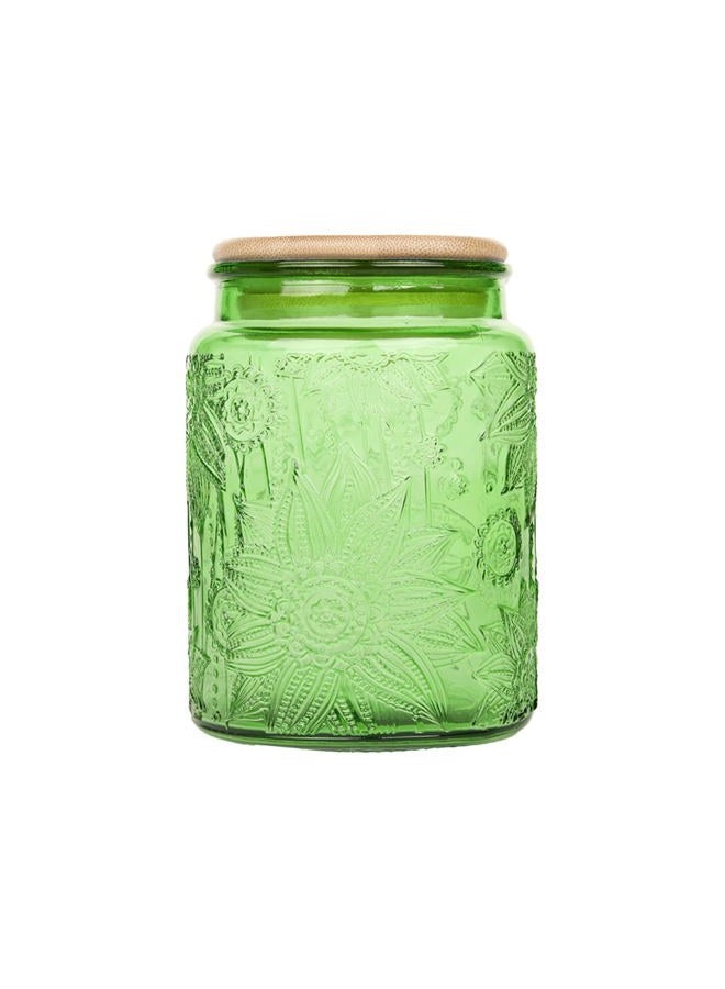 Custde Glass Storage Jars With Airtight Lid, 23.7oz Canister For Kitchen Counter with Bamboo Lid, brown sugar, candy, coffee, cookie, salt, tea,pantry cute Jar (Green, 23.7 fl oz) - Image 1