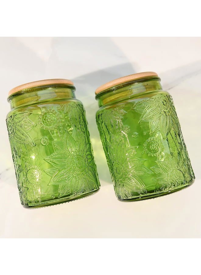 Custde Glass Storage Jars With Airtight Lid, 23.7oz Canister For Kitchen Counter with Bamboo Lid, brown sugar, candy, coffee, cookie, salt, tea,pantry cute Jar (Green, 23.7 fl oz) - Image 5