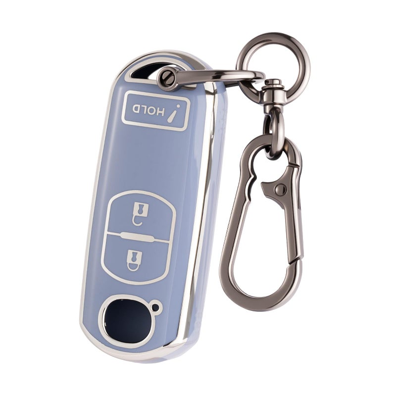 CHATYYD Key fob Cover for Mazda with KeychainSoft TPU Car Key Cover Case for Mazda 3 CX3 CX5 20132017 AccessoriesSilverEdged Blue - Image 3