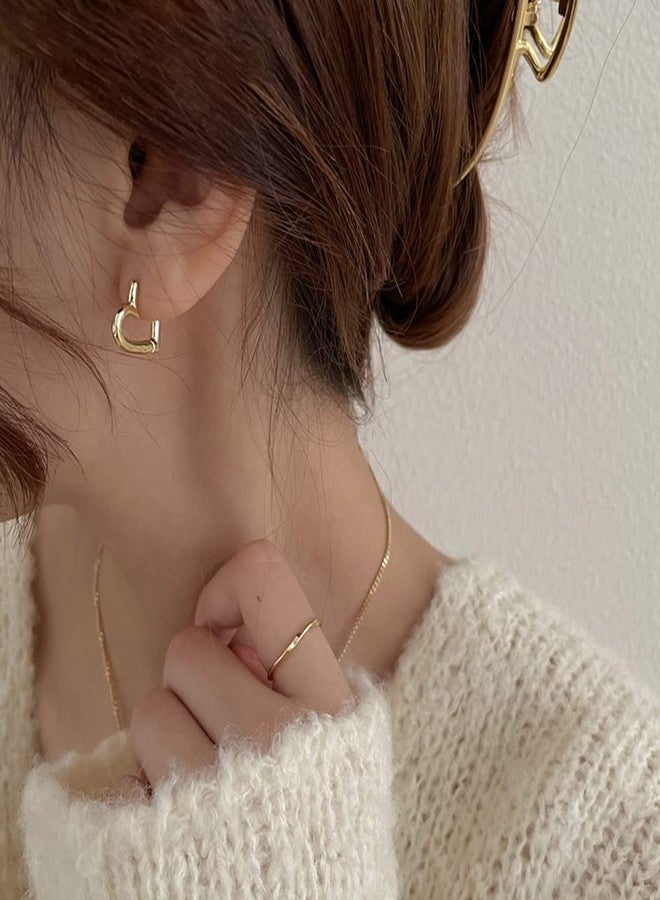 Sloong 3pairs Hoop Earrings Set 14K Gold Plated Lightweight Hypoallergenic Chunky Square Heart Earrings Gold Rectangle Earring for Women Gift - Image 3