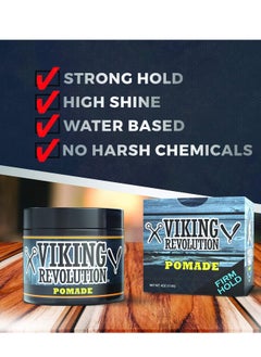 Viking Revolution Viking Revolution Pomade for Men 4oz - Firm Strong Hold & High Shine for Classic Styling - Water Based & Easy to Wash Out (Firm, 1 Pack)  - Image 3