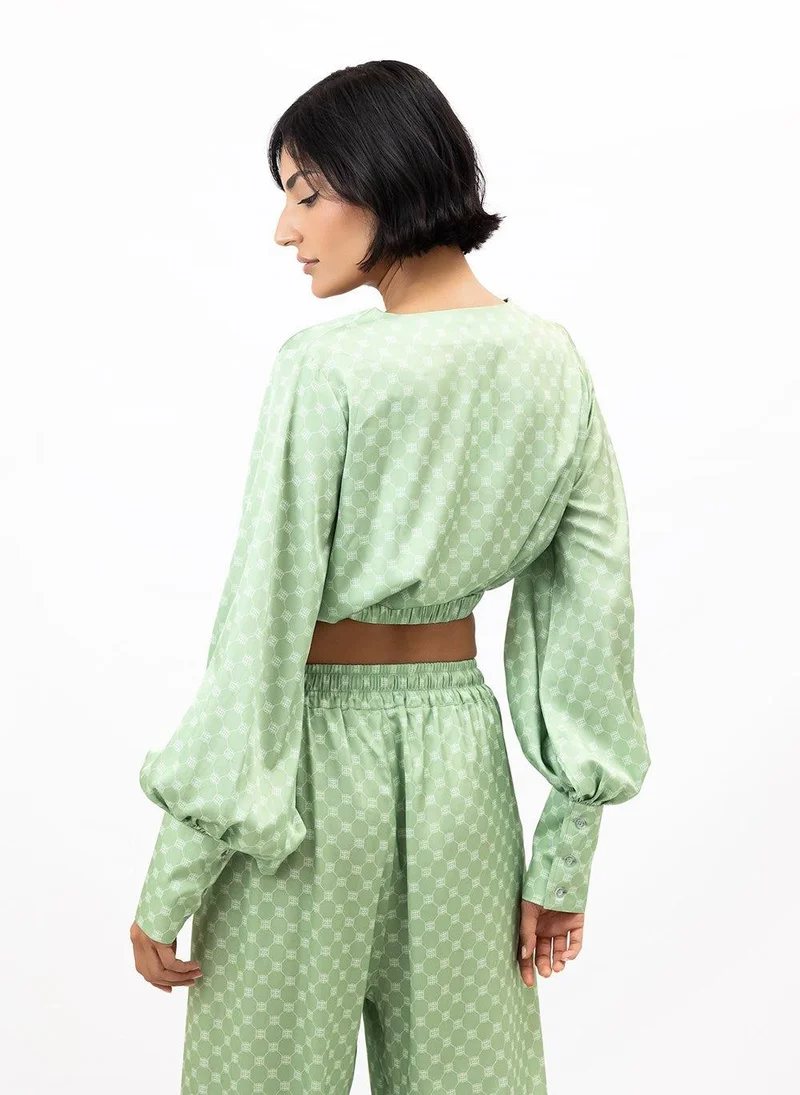 JANARA JONES Matcha Latte Satin Cindy Blouse