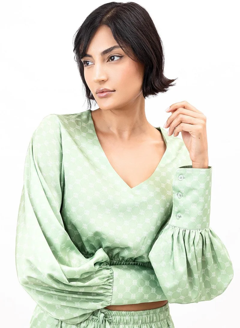 Janara Jones  Matcha Latte Satin Cindy Blouse for Women | Best Price UAE
