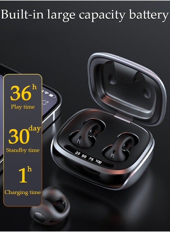 Generic Wireless Ear Clip On Earbuds Open Ear Headphones Bluetooth, Bone Conduction Headset with Power Display and Touch Control, Waterproof Earphones for Sports Driving Working  - Image 5