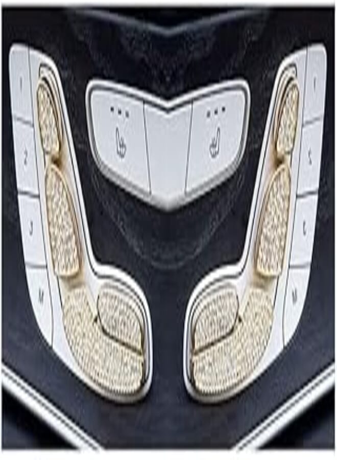 Mercedes E-Class 2016 to 2019 Car Seat Control Button Cover - Gold, 8 Piece