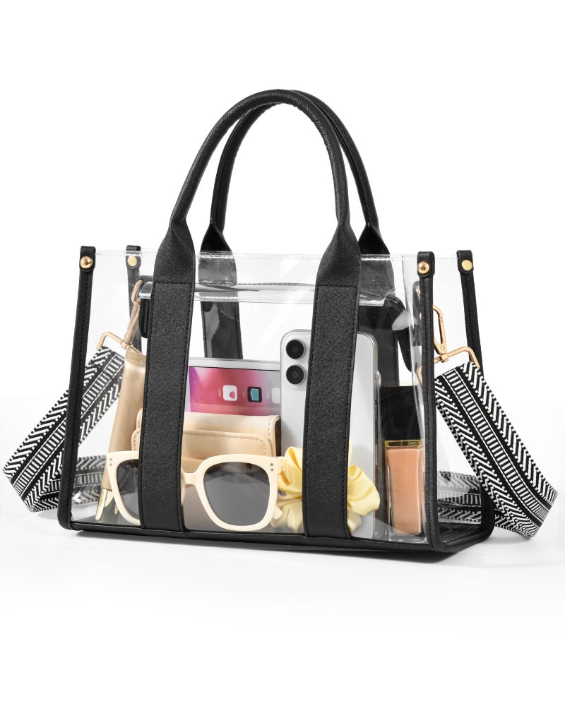 BS-VOG Clear Tote Bags for Women, Clear Bag for Stadium Events with Adjustable Straps, Handbag Purse for Sports Concert Work - Image 1