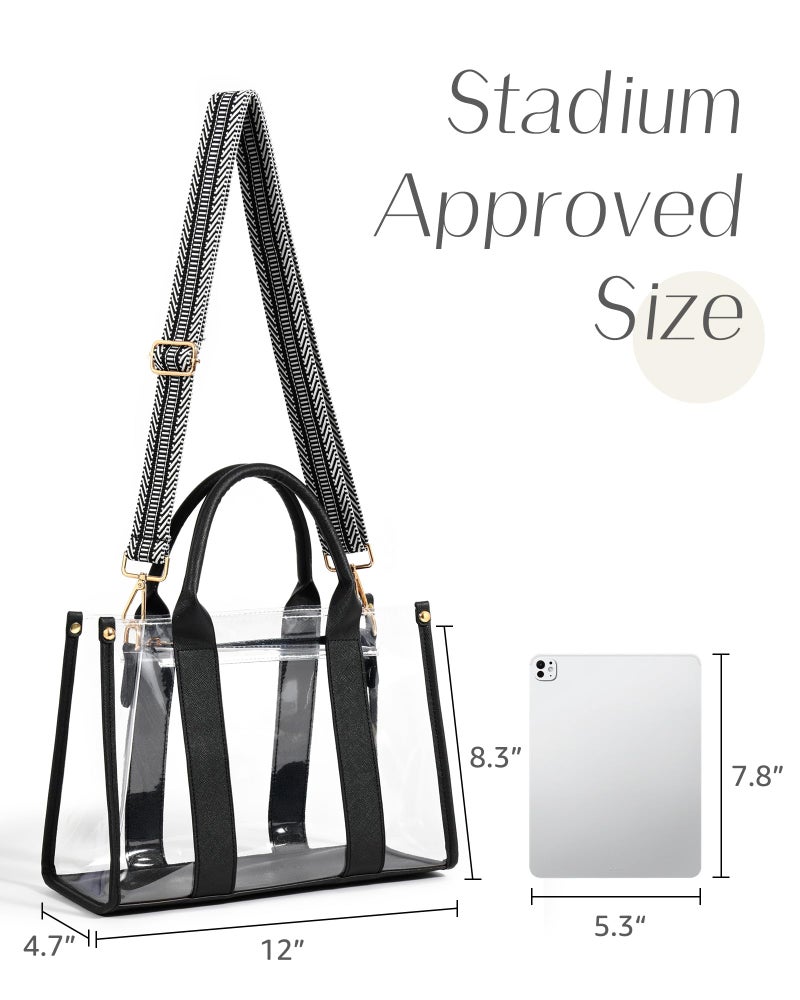 BS-VOG Clear Tote Bags for Women, Clear Bag for Stadium Events with Adjustable Straps, Handbag Purse for Sports Concert Work - Image 5