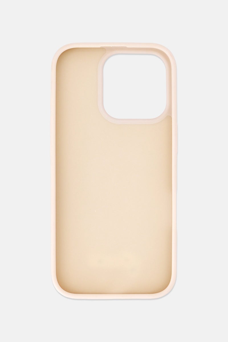 GUESS iPhone 16 Pro Brand Logo PU Croco Hard Case, Beige - Image 4