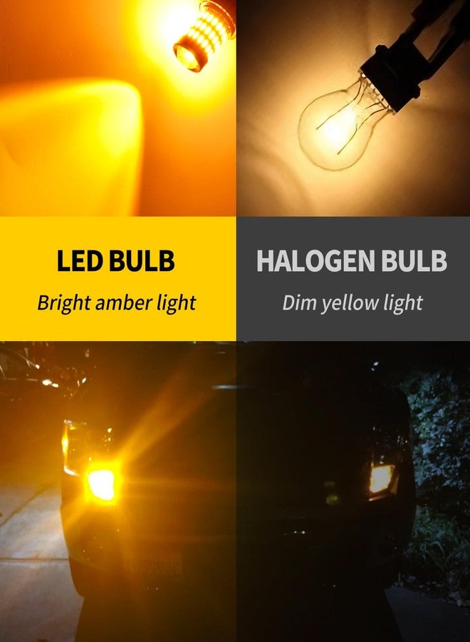 MEALAM Amber Yellow 3157 3156 3057 3056 LED Bulbs with Projector Front/ Rear Turn Signal Blinker Lights Compatible with 1999-2006 Chevrolet Silverado/ GMC Sierra, Pack of 2 - Image 3