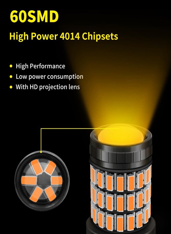 MEALAM Amber Yellow 3157 3156 3057 3056 LED Bulbs with Projector Front/ Rear Turn Signal Blinker Lights Compatible with 1999-2006 Chevrolet Silverado/ GMC Sierra, Pack of 2 - Image 4