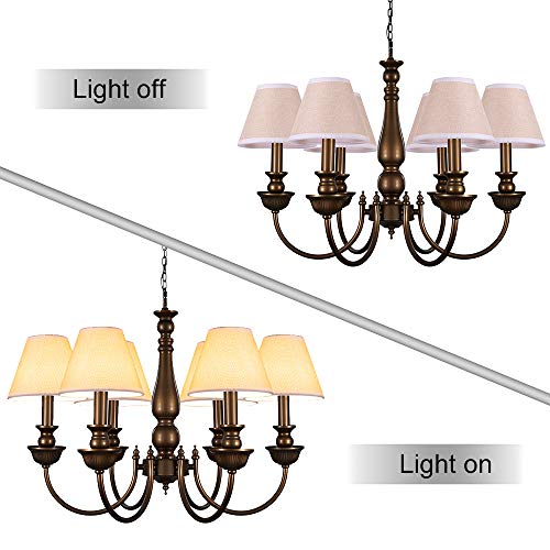 Wellmet Small Lamp Shade,ONLY for Candle Bulbs,Clip-on Drum Lamp Shades,Set of 6, 3" X 6" X 5", Linen - Image 4