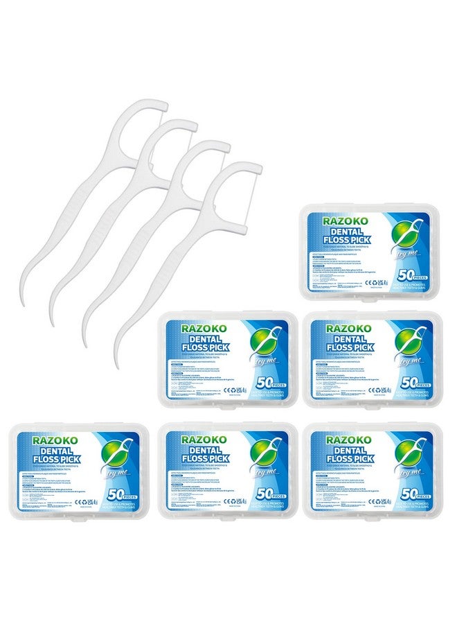 RAZOKO Dental Floss Picks High Toughness Professional Toothpicks Sticks 6 Pack(300Pcs) With Portable Case And Dental Picks Perfect For Family,Hotel,Travel - Image 1