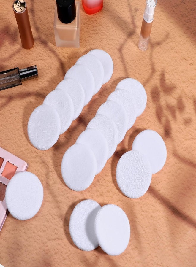 Exclaith 40 Pcs Cotton Powder Puffs Bulk Washable Soft Makeup Powder Pads, White Round Cosmetic Face Powders Makeup Puffs with Ribbon, for Loose Setting Blending Foundation Cream Pressed Body Powders - Image 4