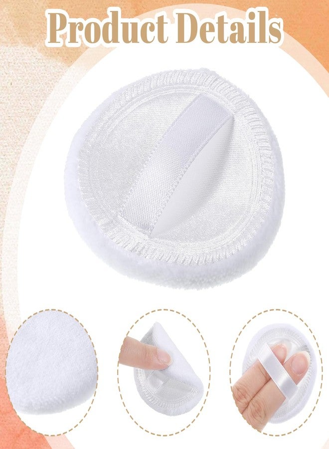 Exclaith 40 Pcs Cotton Powder Puffs Bulk Washable Soft Makeup Powder Pads, White Round Cosmetic Face Powders Makeup Puffs with Ribbon, for Loose Setting Blending Foundation Cream Pressed Body Powders - Image 3