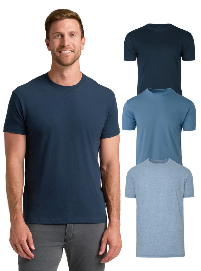 True Classic Mens T-Shirts – Short Sleeve Crew Neck T Shirts for Man, Cotton Blend Plain Novelty Men's T-Shirts, Pack of 3, Variety, L - Image 1