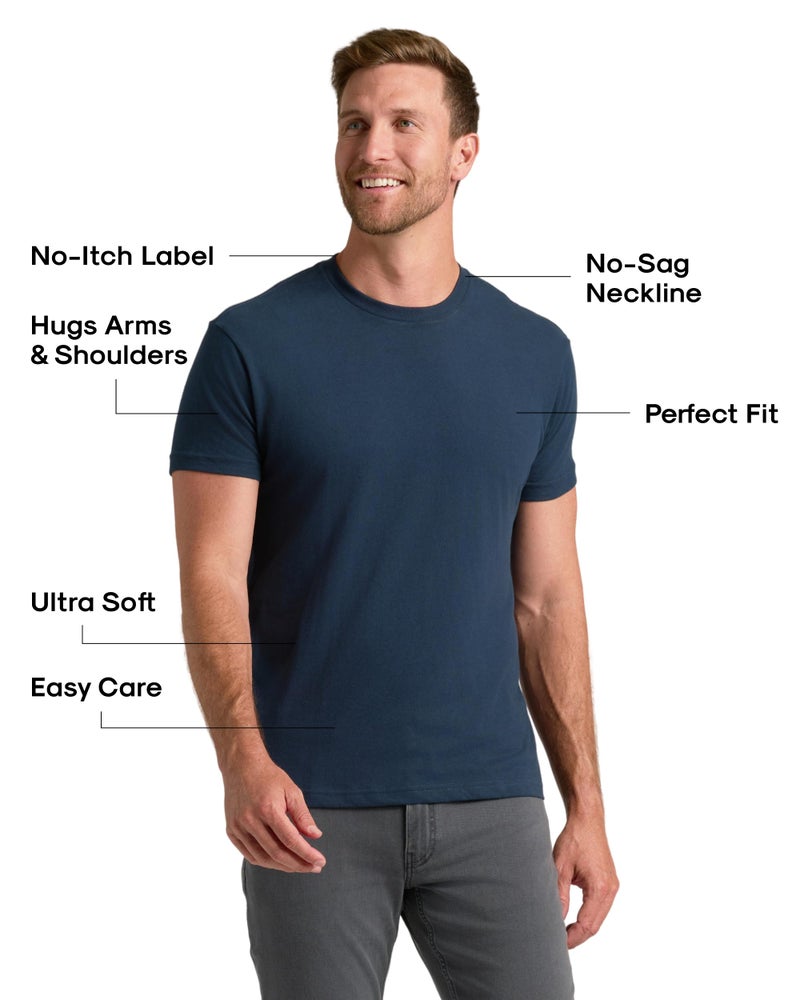 True Classic Mens T-Shirts – Short Sleeve Crew Neck T Shirts for Man, Cotton Blend Plain Novelty Men's T-Shirts, Pack of 3, Variety, L - Image 2