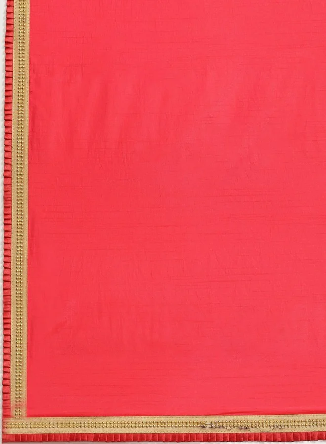 ISHIN Pink Beads And Stones Satin Saree