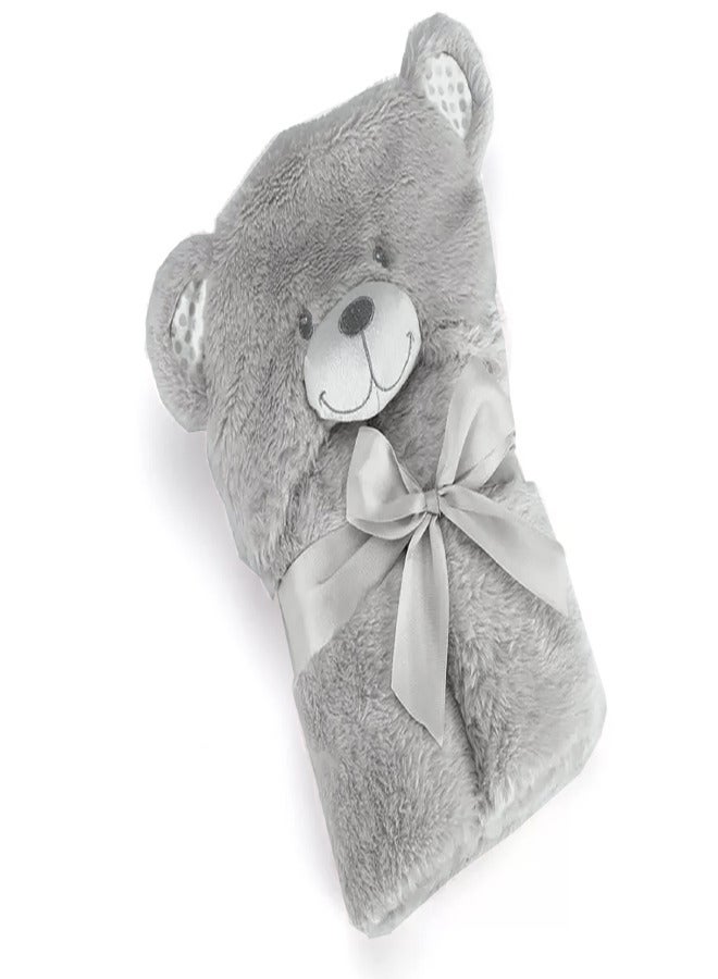 Mora spain Pompon Bear Baby Blanket, Model P86 - Color: Grey- Size: 75 x 95 cm - Weight: 960 grams - Country of origin: Spain. - Image 1