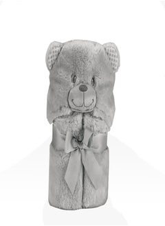 Mora spain Pompon Bear Baby Blanket, Model P86 - Color: Grey- Size: 75 x 95 cm - Weight: 960 grams - Country of origin: Spain.  - Image 2