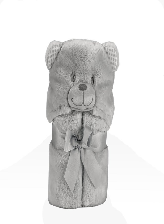 Mora spain Pompon Bear Baby Blanket, Model P86 - Color: Grey- Size: 75 x 95 cm - Weight: 960 grams - Country of origin: Spain. - Image 2